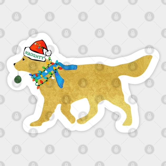 Golden Retriever Christmas Naughty Dog Sticker by EMR_Designs